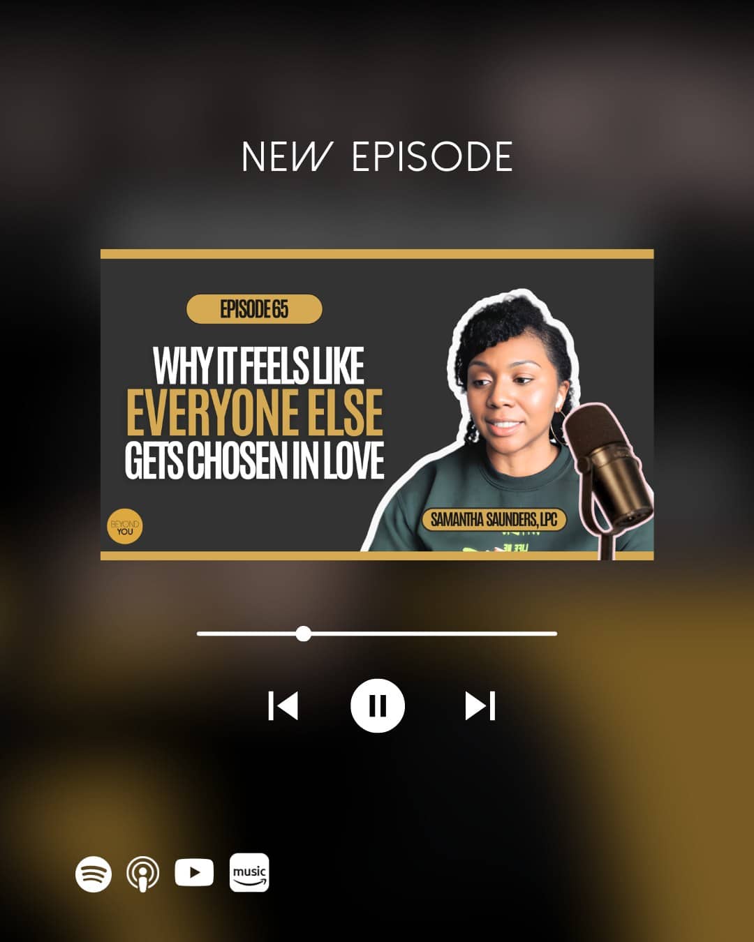Everyone’s in love.
And you’re still single.

If it feels like everyone else gets chosen… this episode is for you.

In this episode, we’re talking about the psychology behind feeling unchosen, the pressure to “have it together”, especially as Black women, and how to choose yourself in a season that feels lonely.

🎧 Tune in now to Episode 65: Why It Feels Like Everyone Else Gets Chosen In Love | Check it out at the top of my page

#healingjourney  #blackwomenhealing  #selfworthjourney  #singlewomen  #choosingyourself