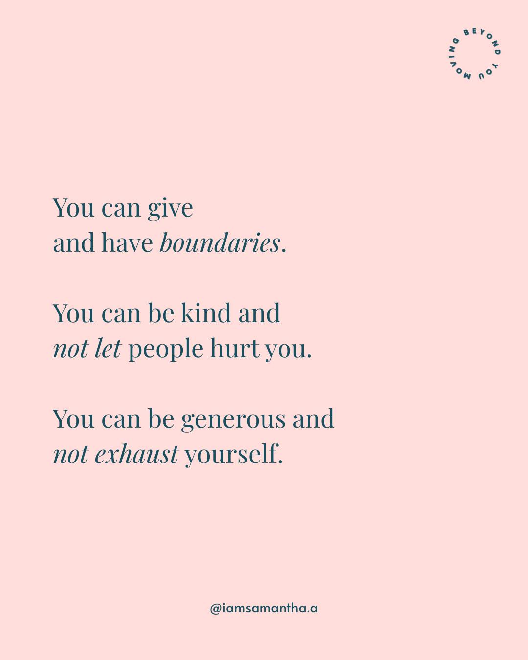 You don’t have to stop being a giving, 
loving person to start protecting your peace.

Having boundaries doesn’t mean 
you’re becoming cold. 

It means you’re learning that kindness 
doesn’t require self-abandonment.

You can say no without explaining 
yourself for 20 minutes.

You can help without giving 
more than you have.

You can love people without making 
their needs your responsibility.

You can be generous without 
running yourself empty.

Boundaries aren’t about caring less. 
They’re about remembering that you matter in the relationship, too. 🤎

What’s one boundary you’re learning to practice?

#HealthyBoundaries #SelfWorth #ChooseYourself #HealingJourney #ToxicRelationships