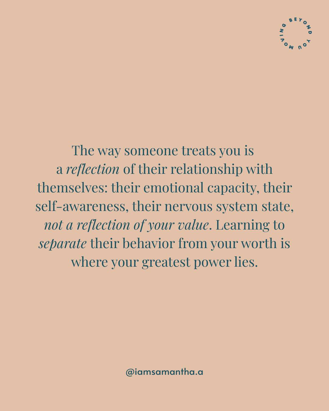 When someone’s behavior feels hurtful, inconsistent, or dismissive, 
our nervous system often turns inward and asks, 'What did I do wrong?'

That response makes sense
Especially if you learned early on to self-blame in order to stay connected or safe.

But behavior is shaped by a person’s emotional capacity, self-awareness, and ability to regulate their inner world.
What someone gives or withholds is a reflection 
of what they’re able to access within themselves, 
not a measure of your worth or value.

Healing begins when you learn to separate impact from identity.
You can acknowledge that something hurt without making it mean something about who you are.

That distinction is where clarity, boundaries, and self-trust start to grow. 💛

#EmotionalHealing #SelfWorth #TraumaRecovery #InnerWork #HealingJourney