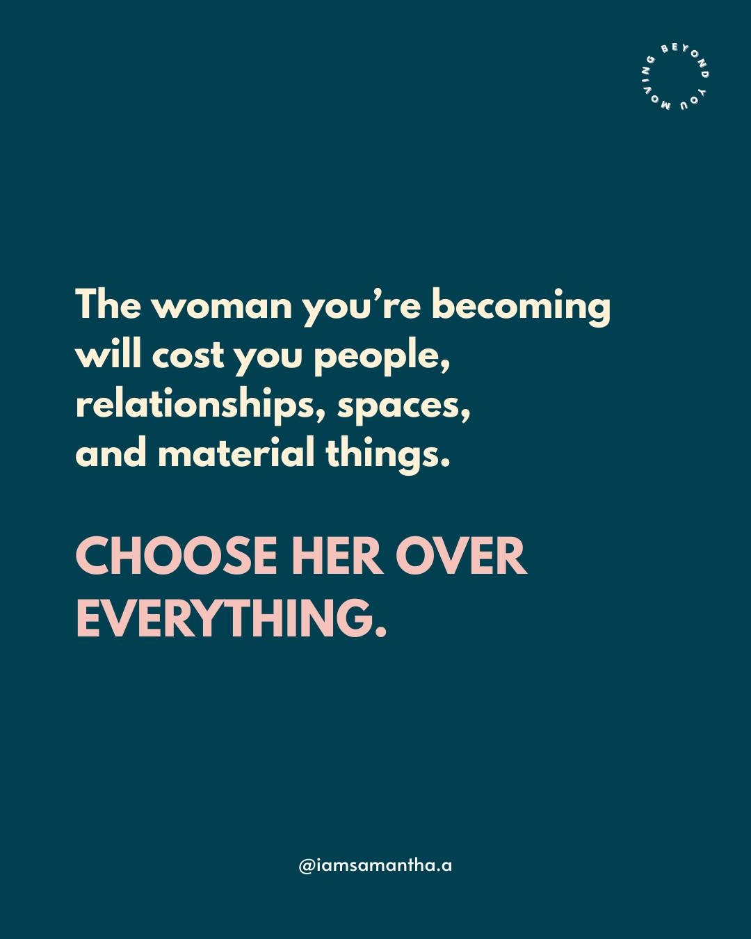 The woman you’re becoming 
may not fit into every relationship, 
space, or version of your life that 
you once felt comfortable in.

And that can be painful.

Sometimes growth means realizing that 
what once felt familiar no longer feels aligned. 

It means choosing your peace, your healing, 
and the person you’re becoming
even when not everyone understands it.

You don’t have to shrink yourself 
to keep people comfortable.

Choose her. 🤎

#ChooseYourself #PersonalGrowth #SelfWorth #HealingJourney #WomenHealing
